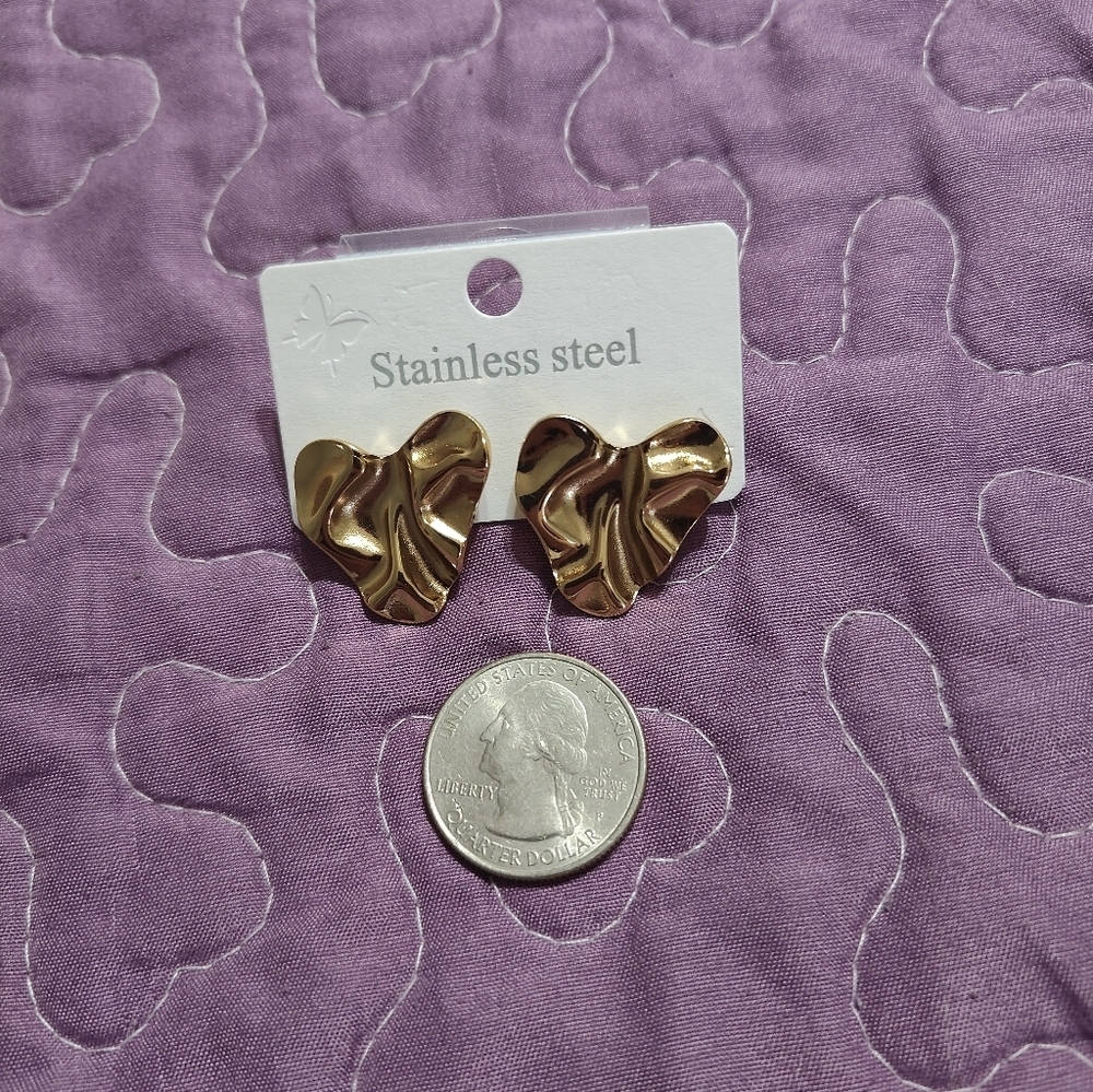 Stainless Steel Heart Earrings - Picture 3 of 3
